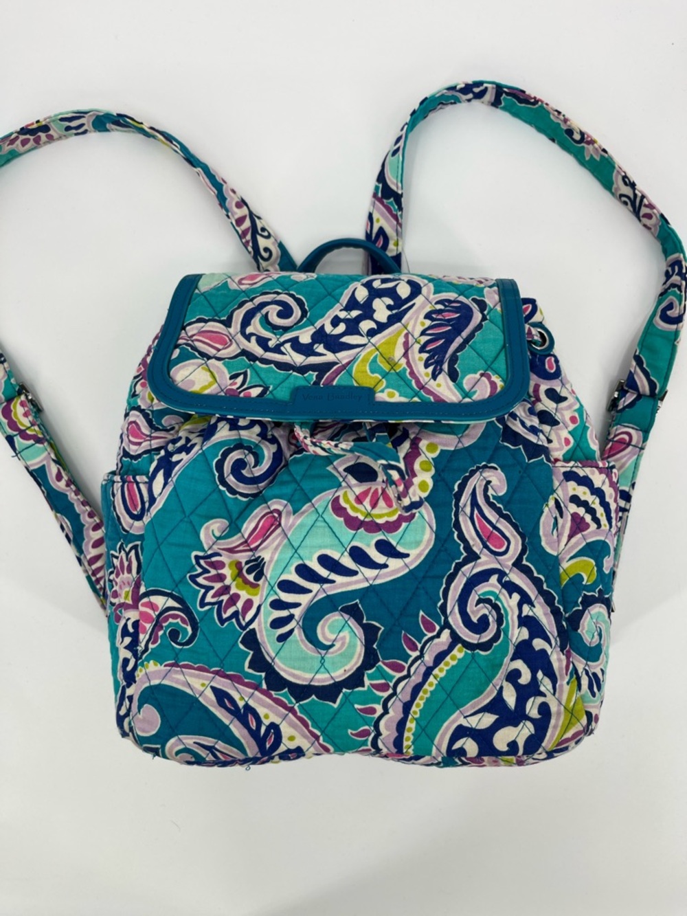 Vera Bradley Teal Paisley Quilted Mini Backpack